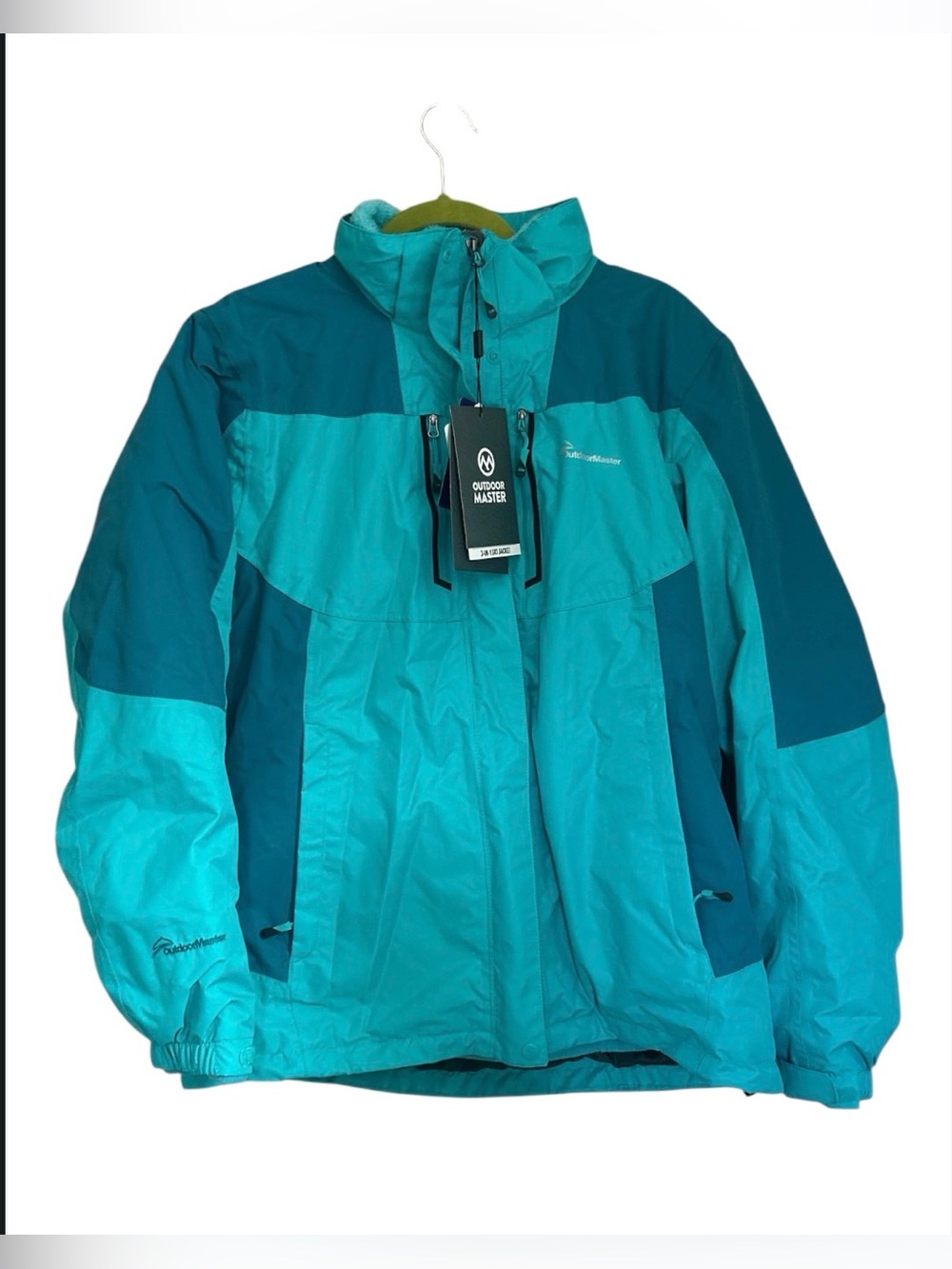 NWT OutdoorMaster Women’s 3-in-1 Ski Jacket Teal Blue Colorblock Size Large L